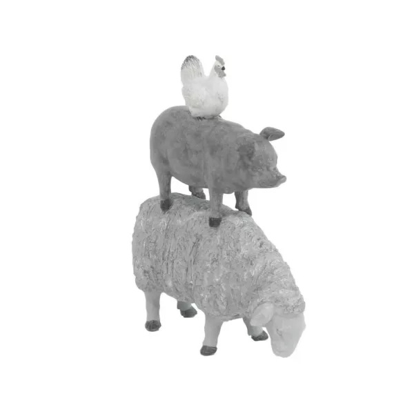 LITTON LANE 3-Stacked Barn Animals Polystone Sculpture
