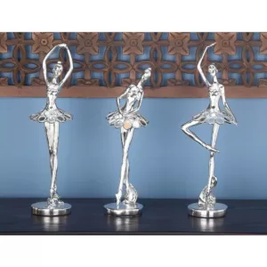 LITTON LANE 14 in. Decorative Ballerina Sculptures in Colored Polystone (3-Pack)