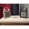 LITTON LANE 9 in. x 6 in. Square Iron Desk Clock (2-Pack)
