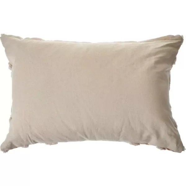 LR Home 36 in. x 14 in. Orange/Cream Tufted Geometric Burnt Cotton Standard Throw Pillow