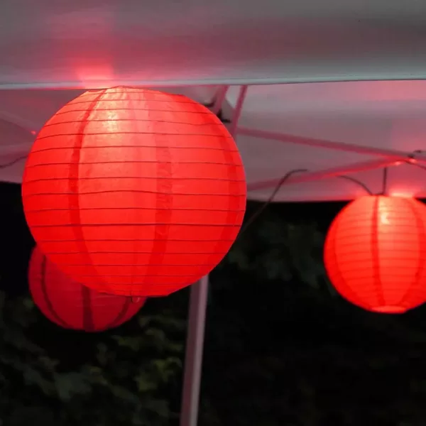 LUMABASE 10 in. 10-Light Red Paper Lantern String Lights