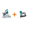 Makita 15 Amp 10 in. Dual Bevel Sliding Compound Miter Saw with Laser with bonus Pneumatic 16-Gauge, 2-1/2 in. Finish Nailer