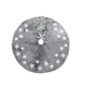 Manor Luxe 56 in. Snowflake Sequin Soft Plush Furry Light Up Round Christmas Tree Skirt in Grey