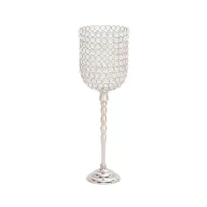 LITTON LANE Clear Acrylic and Aluminum Tall Inverted Bell Candle Holder