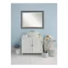 Amanti Art Quick 46 in. W x 36 in. H Framed Rectangular Beveled Edge Bathroom Vanity Mirror in Metallic Silver