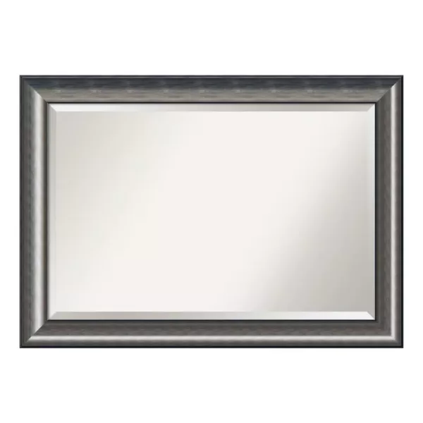 Amanti Art Quick 42 in. W x 30 in. H Framed Rectangular Beveled Edge Bathroom Vanity Mirror in Metallic Silver