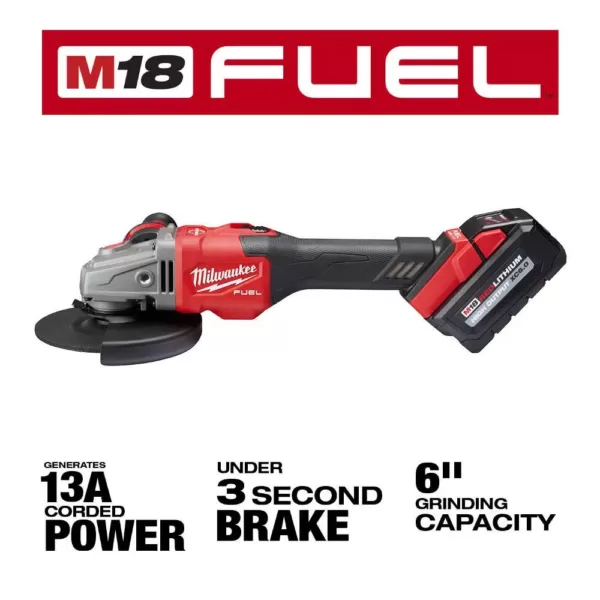 Milwaukee M18 FUEL 18-Volt Lithium-Ion Brushless Cordless 4-1/2 in./6 in. Grinder with Slide Switch Kit and One 6.0 Ah Battery