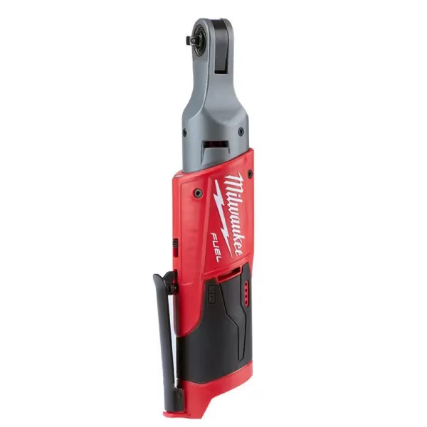 Milwaukee M12 FUEL 12-Volt Lithium-Ion Brushless Cordless 3/8 in. and 1/4 in. Ratchets with two 3.0 Ah Batteries