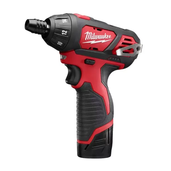 Milwaukee M12 12-Volt Lithium-Ion Cordless 1/4 in. Hex Screwdriver Kit with Two 1.5Ah Batteries, Charger and Tool Bag