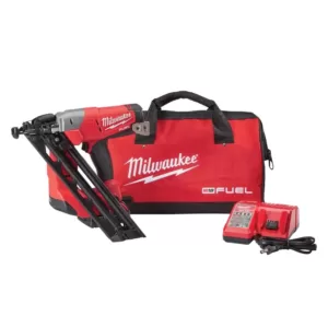 Milwaukee M18 FUEL 18-Volt Lithium-Ion Brushless Cordless 15-Gauge Angled Finish Nailer Kit W/ (1) 2.0Ah Battery, Charger & Bag