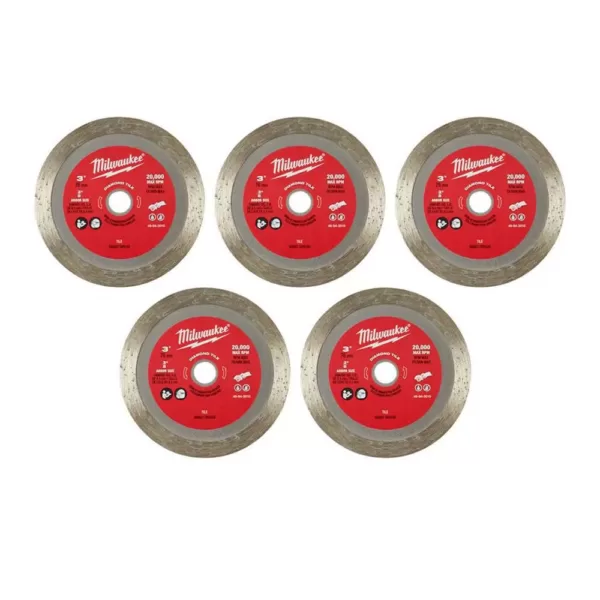 Milwaukee 3 in. Diamond Tile Blade (5-Pack)