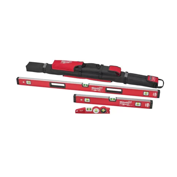 Milwaukee 10 in. / 24 in. / 48 in. REDSTICK Box and Torpedo Level Set