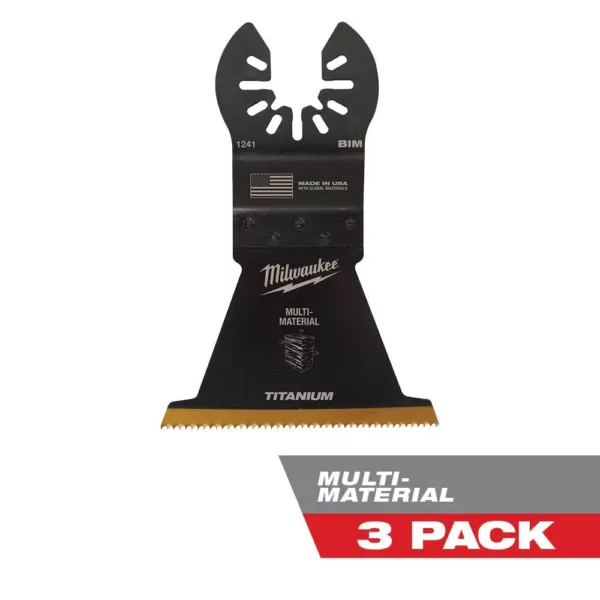 Milwaukee 2-1/2 in. Titanium Bi-Metal Universal Fit Wood and Metal Cutting Oscillating Multi-Tool Blade (3-Pack)