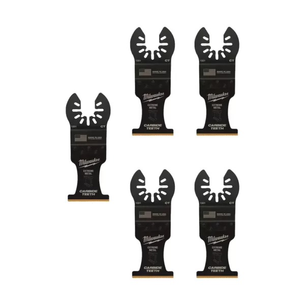 Milwaukee 1-3/8 in. Carbide Universal Fit Extreme Metal Cutting Oscillating Multi-Tool Blade (5-Pack)