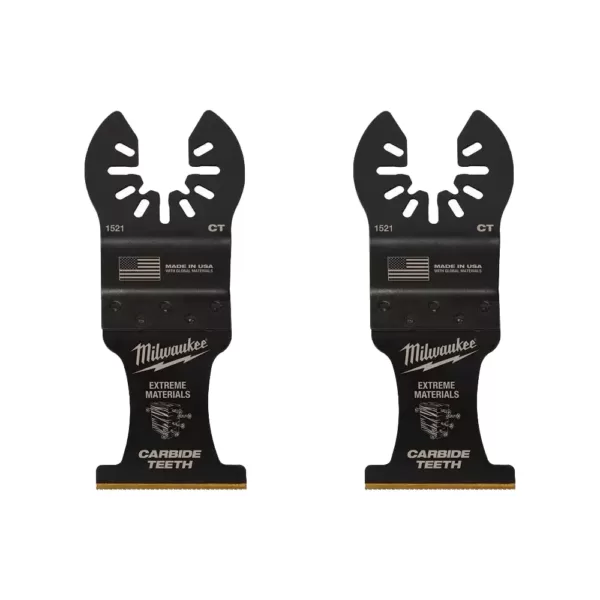 Milwaukee 1-3/8 in. Carbide Universal Fit Extreme Wood/Metal Cutting Oscillating Multi-Tool Blade (2-Pack)