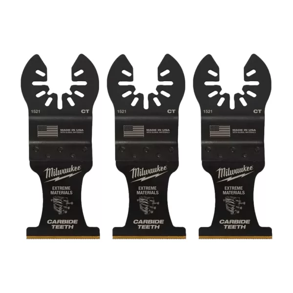 Milwaukee 1-3/8 in. Carbide Universal Fit Extreme Wood/Metal Cutting Oscillating Multi-Tool Blade (3-Pack)