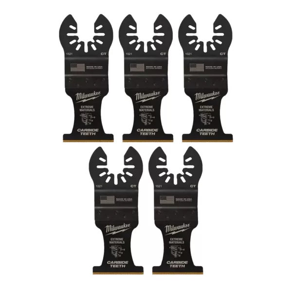 Milwaukee 1-3/8 in. Carbide Universal Fit Extreme Wood/Metal Cutting Oscillating Multi-Tool Blade (5-Pack)