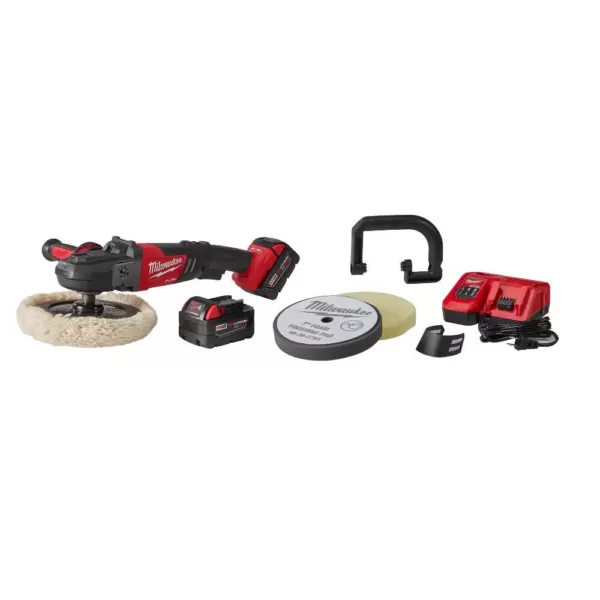 Milwaukee M18 FUEL 18-Volt Lithium-Ion Brushless Cordless 7 in. Polisher Variable Speed Kit W/ Pads & (2) 5.0Ah Batteries