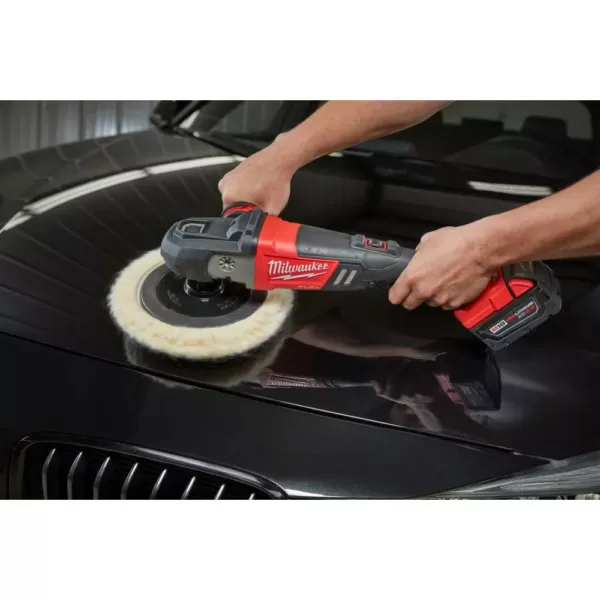 Milwaukee M18 FUEL 18-Volt Lithium-Ion Brushless Cordless 7 in. Polisher Variable Speed Kit W/ Pads & (2) 5.0Ah Batteries