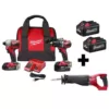 Milwaukee M18 18-Volt Lithium-Ion Brushless Cordless Hammer Drill/Impact/Reciprocating Saw Combo Kit (3-Tool) with 4-Batteries
