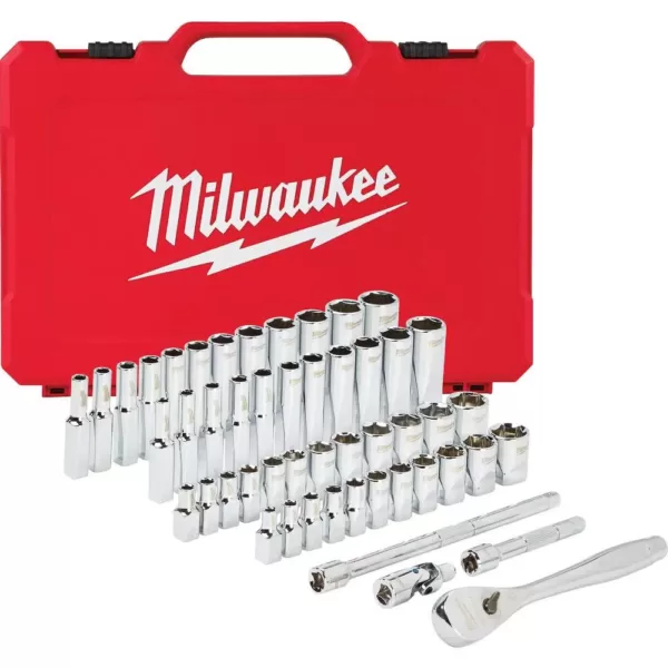 Milwaukee 1/4 in. Drive SAE/Metric Ratchet and Socket Mechanics Tool Set (50-Piece)