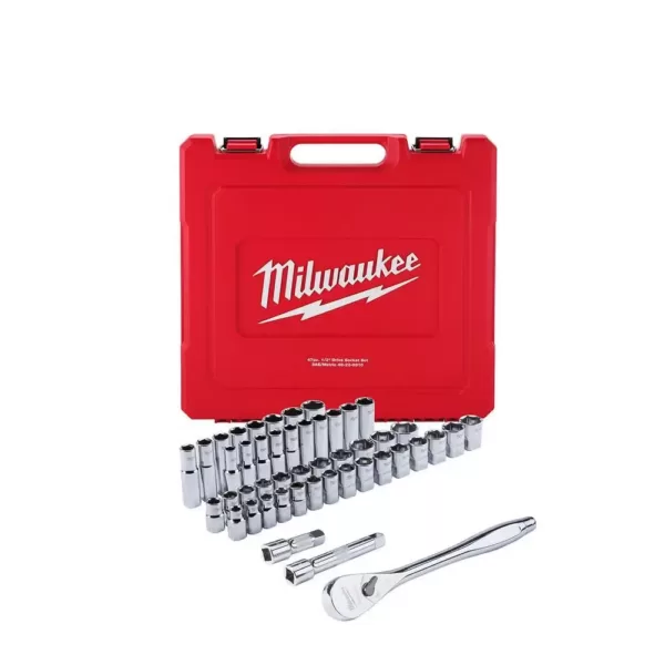 Milwaukee 1/2 in. Drive SAE/Metric Ratchet and Socket Mechanics Tool Set (47-Piece)