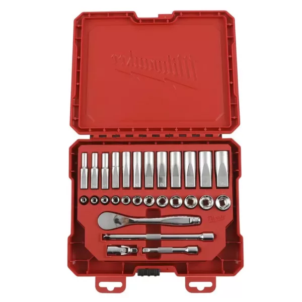 Milwaukee 1/4 in. Drive SAE/Metric Ratchet and Socket Mechanics Tool Set (54-Piece)