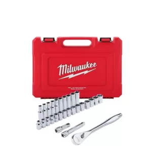 Milwaukee 1/2 in. Drive Metric Ratchet and Socket Mechanics Tool Set (28-Piece)