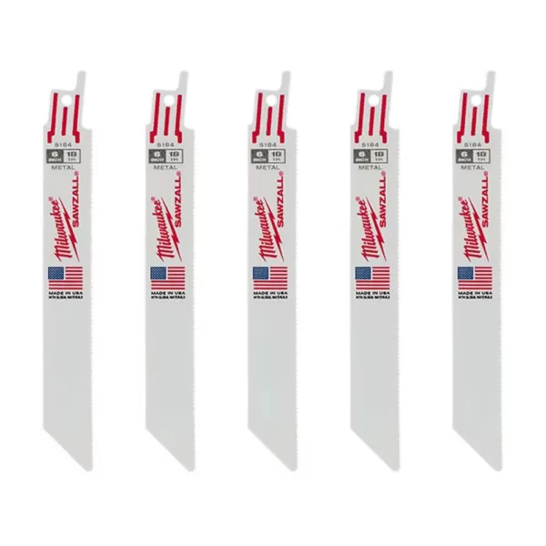 Milwaukee 6 in. 18 Teeth per in. Medium Metal Cutting SAWZALL Reciprocating Saw Blades (5 Pack)