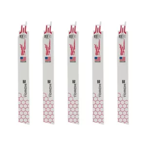 Milwaukee 9 in. 14 TPI Torch Medium Metal Cutting SAWZALL Reciprocating Saw Blades (5-Pack)