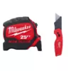 Milwaukee 25 ft. x 1.3 in. W Blade Tape Measure with 14 ft. Standout with Fastback Compact Folding Utility Knife