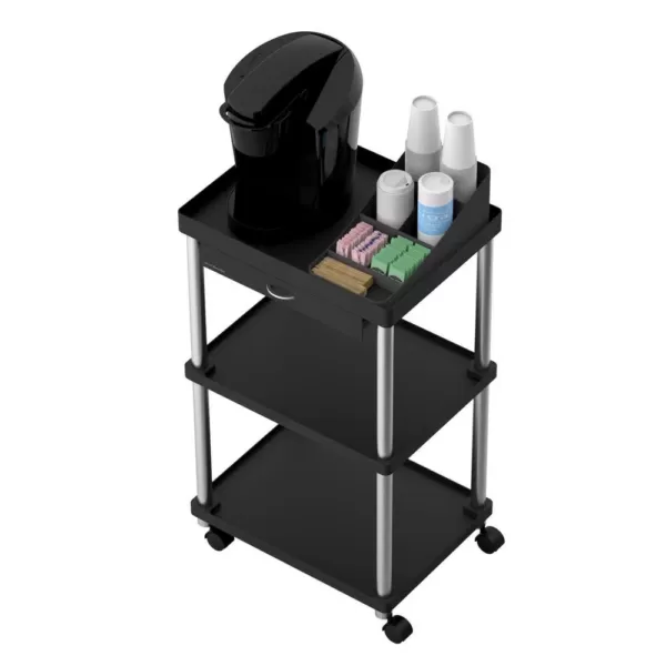 Mind Reader 3-Tier 7-Compartment Rolling Black Coffee Cart