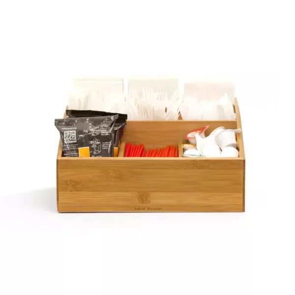 Mind Reader 9-Compartment Square Bamboo Condiment Organizer