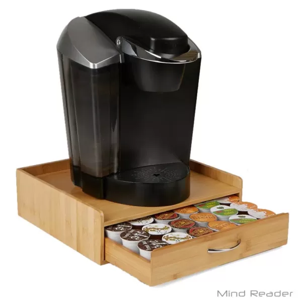 Mind Reader 32-Capacity Bamboo Brown K-Cup Storage Drawer with Lip Panel