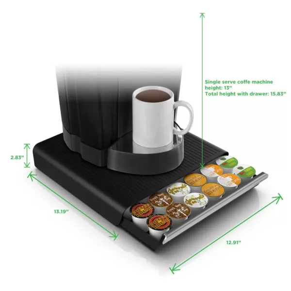 Mind Reader Hero 36-Capacity Black Coffee Pod Storage Drawer