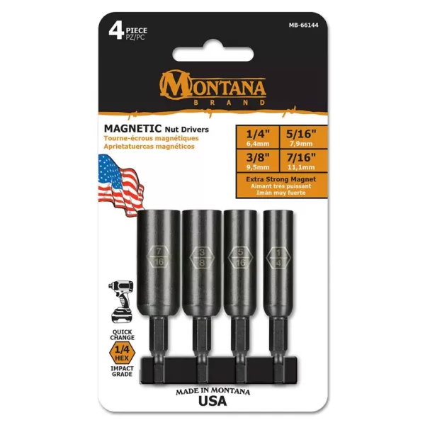 Montana Brand Extended Magnetic Nut Driver Set (4-Piece)