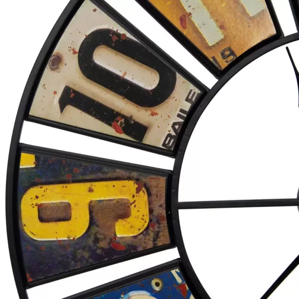 Pinnacle Vintage License Plates Multi-Color Clock