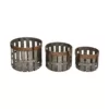 Glitzhome Farmhouse Slotted Galvanized Metal Storage Basket (Set of 3)