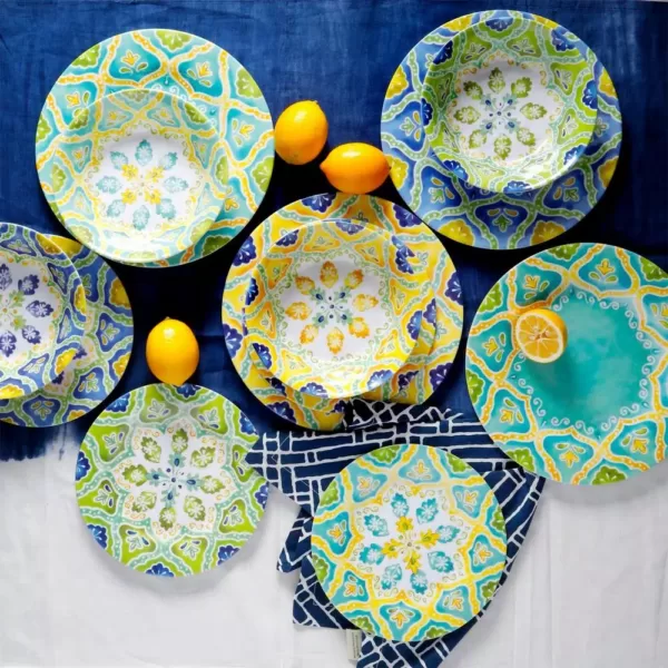 Gibson Home Seaberry 12-Piece Patterned Multi Melamine Outdoor Dinnerware Set (Service for 4)