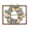 Glitzhome 22 in. Dia Hydrangea Rose Wreath with 28 in. H Wooden Window Frame