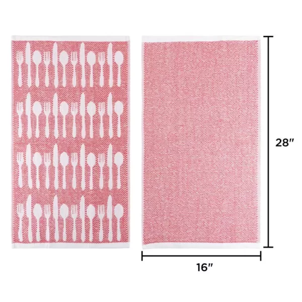 Lavish Home Multi-Color Flatware Design Chic Pattern Weave Cotton Kitchen Towel Set (8-Pieces)