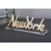 LITTON LANE 9 in. x 3 in. Gold and Silver Aluminum New York Letter Cut-outs with Clear Acrylic Base (Set of 2)