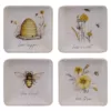 Certified International Bee Sweet 4-Piece Seasonal Multicolored Earthenware 6 in. Canape Plate Set (Service for 4)