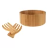 Classic Cuisine 10.25 in. Round Bamboo Salad Bowl with Utensils