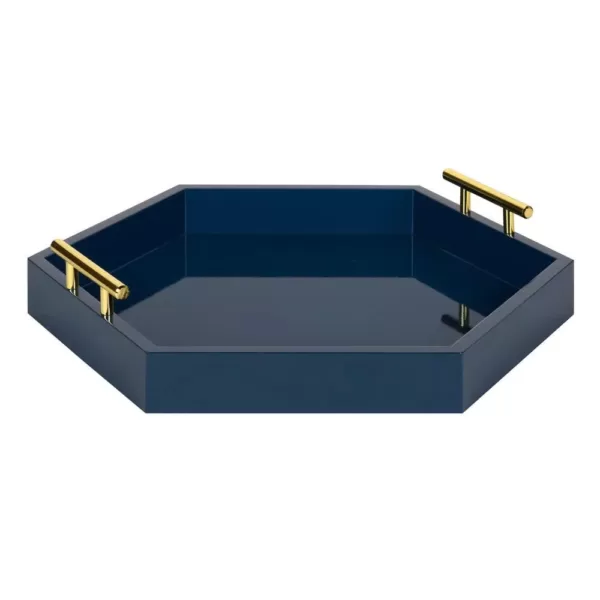 Kate and Laurel Lipton 18 in. x 18 in. Navy Blue Hexagon Decorative Tray