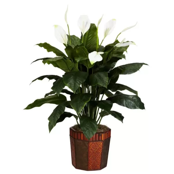 Nearly Natural 48 in. H Green Spathyfillum with Vase Silk Plant