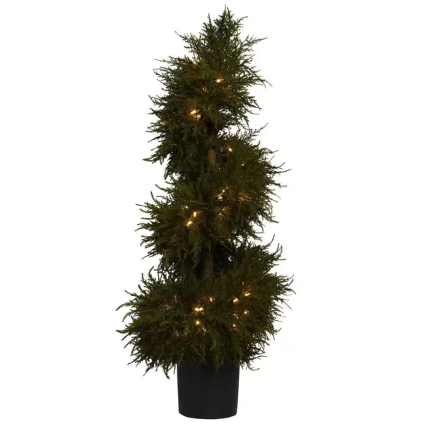 Nearly Natural 43 in. Cedar Spiral Topiary with Lights