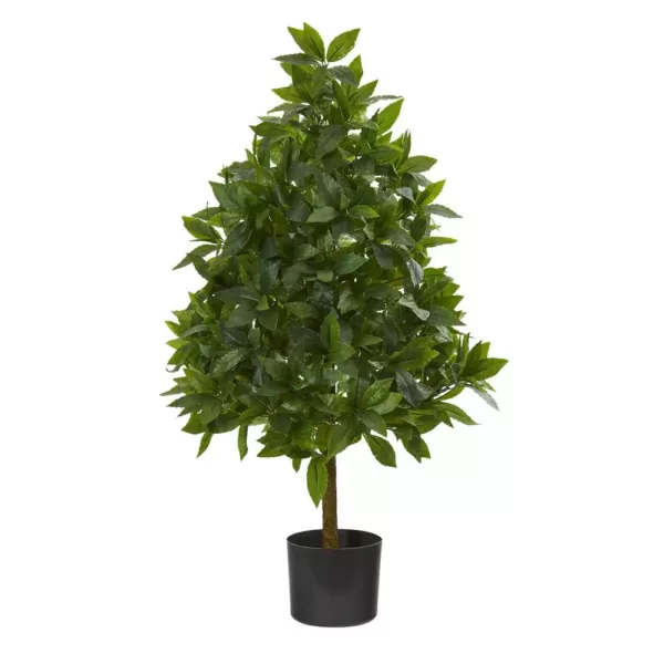 Nearly Natural 3 ft. Sweet Bay Cone Topiary Artificial Tree
