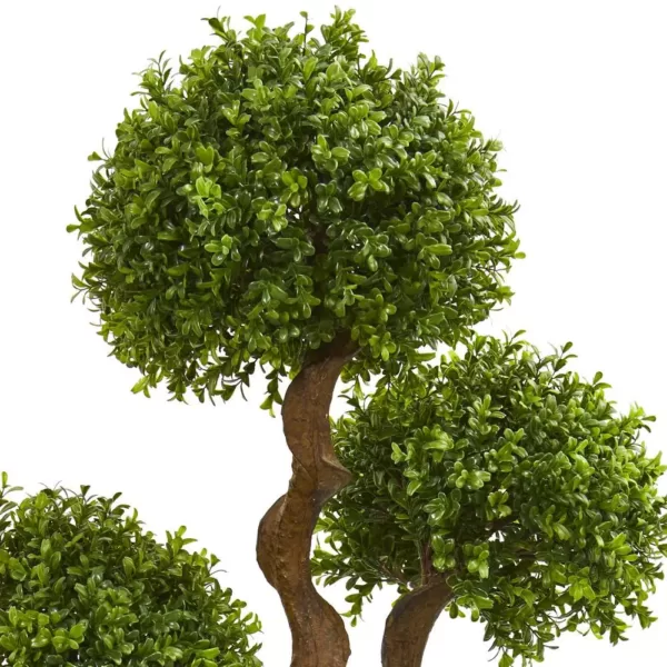 Nearly Natural 44 In. Four Ball Boxwood Artificial Topiary Tree in Planter