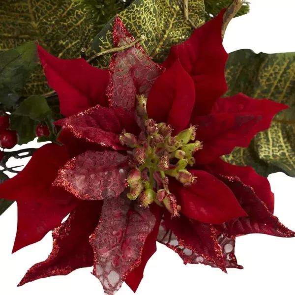 Nearly Natural Poinsettia Candelabrum Centerpiece